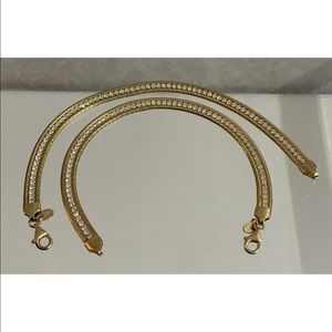 2 gold 925 silver milor Italy bracelets cz Tennis